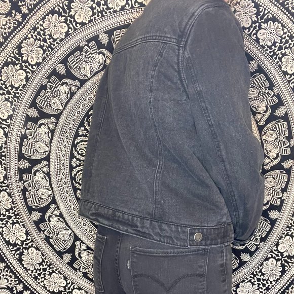 JOUJOU sherpa-lined black denim jacket - Picture 3 of 4
